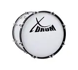 XDrum MBD-218 Marsch Bass Trommel, Fußball Pauke 18" x 12" (6,5 kg, 4 Ösen, Spannschrauben, inkl. Paar Schlägel, Tragegurte, Stimmschlüssel) weiß