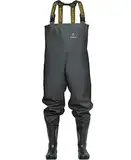 PROS Wathose wasserdichte Anglerhose Fischerhose Dunkles Oliv 47 EU