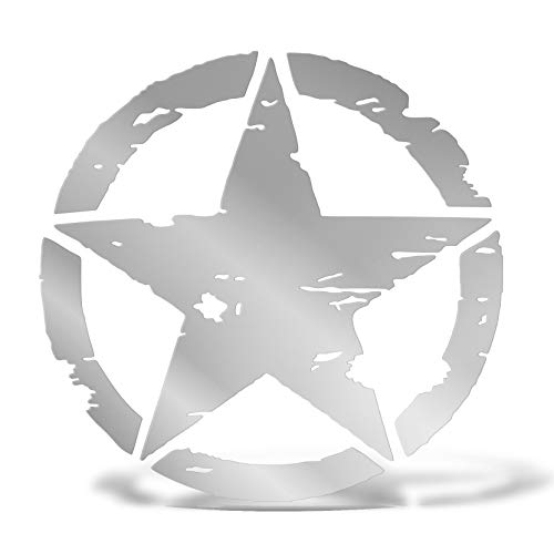 Erreinge Aufkleber US Army Military Star Silber Schriftzug In PVC Kompatibel für Auto Moto Camper Jeep Renegade 4X4 Suzuki - Cm 35
