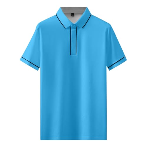 Gebrauchte Artikel Kurzarm Poloshirt Herren 4XL T Shirt V Ausschnitt Tshirt Baumwolle Muscle Shirt Herren 70Er Jahre Outfit Tshirt Weiß Poloshirt XXL Baggy Lang, Blau 4XL