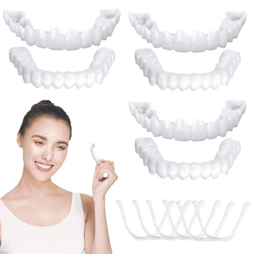 JAWUZ 3 Paare Zahnersatz selber machen Zahnersatz zum aufstecken veneers zähne zum aufstecken Lächeln Zähne Furniere, Komfort Zähne Oben und Unten Zahnaufhellung Schlechte Zähne abdecken