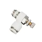 LTRAJUYNH 4 6 8 10 12mm Tube OD to 1/8" 1/4" 3/8" 1/2" Male Push to Air Flow Control Valve White Elbow Pneumatic Pipe Fitting(6mm,1/8")