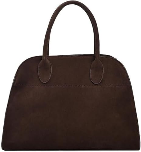 Tote Bag Faux Leather Tote Bag for Women Suede Top-handle Bag Fashion Retro Shoulder Satchel Bag(Coffee - Large)