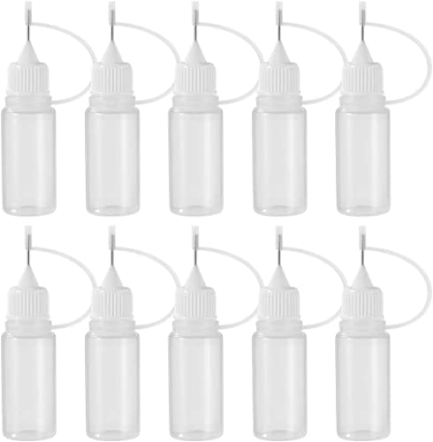 Plastik Nadel-Flasche, 10 x 20 ml Präzisions-Flasche für Quilling Kleber Öler Farbe und Alkohol Tinte