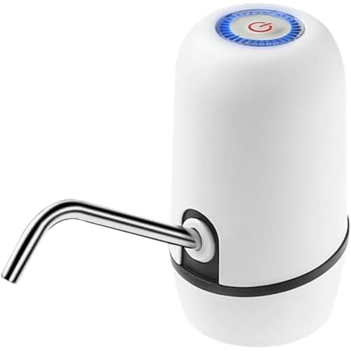 NK Automatischer Wasserspender - USB-Ladegerät, Dosierer aus Stahl, BPA-frei, kaltes Wasser, 1200 mAh, tragbar, für Karaffen und Flaschen 1,5 l, 5,7 l, 10 l, 11,3 l, 15 l, 18,9 l. Weiß