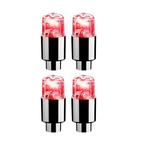 beabadoobee 4 Stücke Reifenventilkappen Lichter Ventil LED Auto Motorrad Radfahren Rad Laterne Speichen Nabe Reifen Lampe Radkappen Auto Reifen Zubehör Werkzeuge für Reifen Räder (Color : Red)