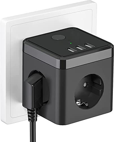 6-In-1 Steckdosenadapter, 3 Schwarz