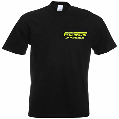 INDIGOS UG - T-Shirt Herren - freiwillige Feuerwehr - personalisiert Wunschtext Wunschname - schwarz L - freiwillige - Party - Funshirt - Fasching - Freizeit - Geburtstag- Fussball