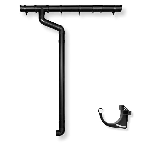 4 Home & Garden Dachrinnen Set | Flachdach Pultdach (1-Seite) bis 400cm | Halbrundrinne 65mm Kunststoff Fallrohr DN60 in 3 Farben | Regenrinnen Komplettset | Braun Weiss Anthrazit (Anthrazit)