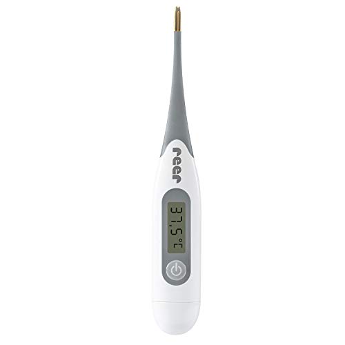 reer ExpressTemp Digitales Fieberthermometer, Messzeit 10 Sekunden, vergoldete flexible Spitze, für Baby und Kind