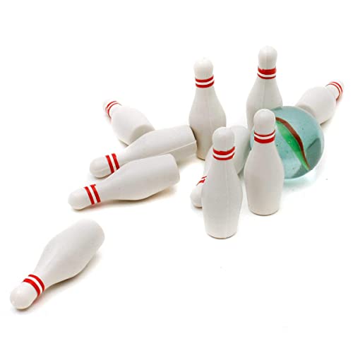 GOODS+GADGETS Mini Bowling Set Miniatur-Bowling Kegel-Spiel mit Kugel im Büro, Pausenraum, UVM (Kegelspiel)