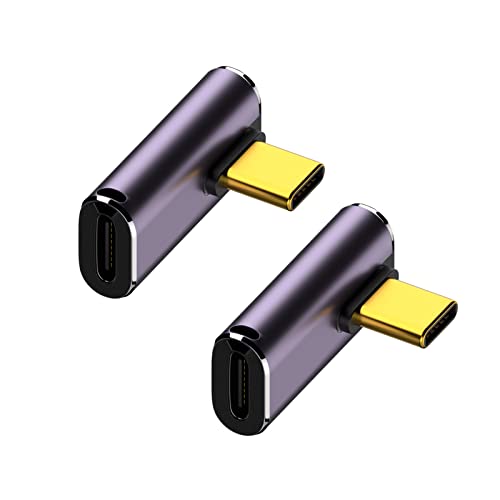YUNKOZAND USB C 90 Grad Adapter, USB C rechtwinkliger Adapter mit 40 Gbit/s PD 240 W 8K @ 60 Hz Videoladung, kompatibel mit Steam Deck, Switch, VR und mehr Typ-C-Geräte C (2 Stück)