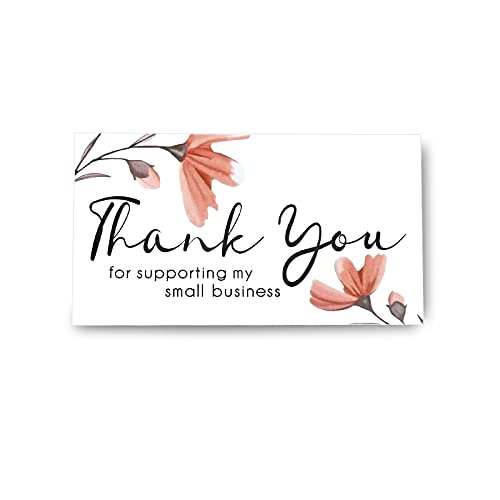 SAVITA Tatuner 100 Stück Thank You for Supporting My Small Business Karte, kleine Dankeskarten für Online, Einzelhandel, Einlagen für Geschenkgeschäfte (9 x 5 cm)