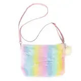 Cleminsta Mädchen Regenbogen Plüsch Taschen Plüsch Handtaschen Verstellbarer Umhängetaschen Plüschtasche Regenbogen Haarspangen Geldbörse für kleine Mädchen Frauen Rollenspiel (Stil 3)