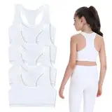 FUIPVGI 4 Stück Mädchen Sport BH Bustier Baumwolle, Ohne Bügel Bralette Bustier Mädchen, Trainings-BH für Mädchen 8-14 Jahre Cami Crop Top Sport BH (Weiß)