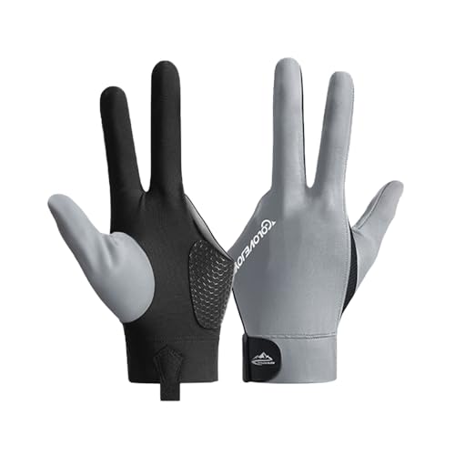 Wnddle Billard Handschuh, Snooker Handschuhe, Billiard Pool Cue Gloves, Verstellbare Poolhandschuhe, rutschfeste Poolhandschuhe, Geeignet für Carom-Spiele, Snooker, Pool-Spiele (Grau)