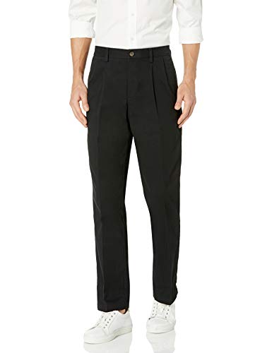 Amazon Essentials Herren Knitterfreie Chinohose mit klassischer Passform und Bügelfalte (erhältlich in Big & Tall), Schwarz, 40W / 36L