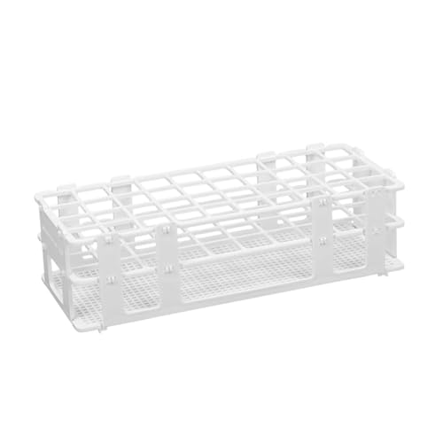 TUKEVA Reagenzglasgestell 20 mm 40 Stelliges Laborröhrchenhalter Röhrchenständer Abnehmbarer Kunststoff Reagenzglasständer Zentrifugenröhrchen Halterung für Labor,Gewerbe etc (Weiß, 20 mm,40 Löcher)