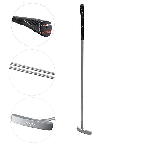 LEAGY Zeitloser klassischer Golf-Putter, 88,9 cm Länge, Putt Putt Style Zwei-Wege-Kopf und Premium-Gummigriff für Männer und Frauen für Rechts- oder Linkshänder (Silber)