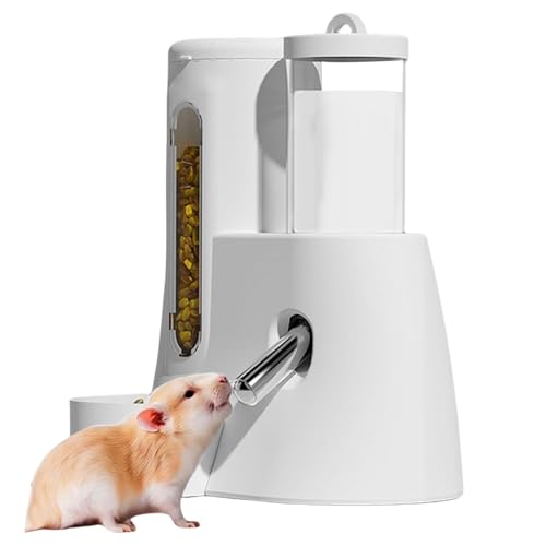 Qkbuza Futterspender für Hamster, Hamster und Wasser, automatische Wasserflasche für Futterkäfig, 2 in 1, kein Tropffuttermittel, Zubehör