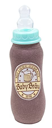 Babybräu Deutsche Babyflasche Trinkflasche Bierflasche Fläschchen Baby Flasche Braun Stoffbezug 15 x 7 cm 240 ml Fassungsvermögen Ringelsuse