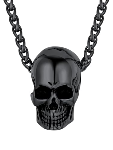 FaithHeart schwarz Skull Kette herren Kette mit Totenkopf Anhänger mit Geschenkebox für Kinder und Jugendlichen