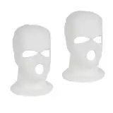 LINSOCLE 2pcs Balaclava - 3-Loch Sturmmaske, Gestrickte Sturmhaube Weiß, Multifunktionsmaske, Skimütze für Motorrad und Fahrrad