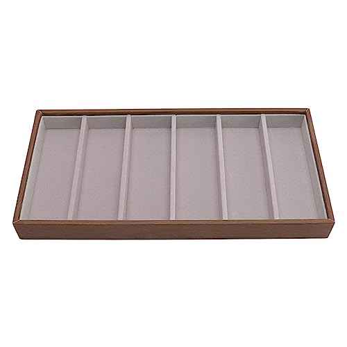 Tissting Brillen Organizer Tablett, Schmuck Display Tabletts Sonnenbrillen Schaukasten Stapelbare Brillen Display Aufbewahrungsbox aus PU Und Holzmaserung Für Optikgeschäft, Zuhause