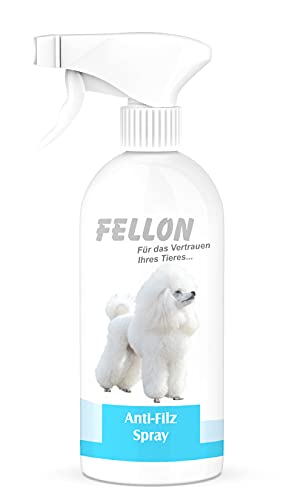 FELLON Anti-Filz für Hunde | 500ml Entfilzungsspray | 100% natürlich | Fellpflege für seidigen Glanz & Kämmbarkeit aller Fellarten | auch für Welpen geeignet | Hundepflege entfernt Verfilzung & Knoten