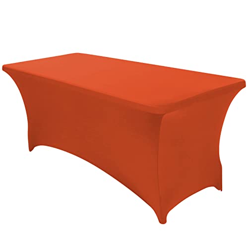 SEPARO Tischdecke, dehnbar, rechteckig, Spandex, für Outdoor, Party, DJ, Messen, Bankett, Lieferanten, Hochzeiten etc. 1PC 8FT Orange