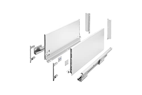 GTV Schubladensystem AXIS PRO I Schubkastengarnitur mit Vollauszug und integriete Dämpfung I Weiss I Belastbarkeit bis 40 kg I Soft-Close I Den freien Zugang I Breite: 550 mm I Höhe: 200 mm