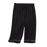 Herren Sport Shorts Sommer-Pyjama-Hose, kurz geschnitten, große Größe, elastisch, für, dünne, lockere Sport-Pyjama-Hose für Herren Männer Kurz Freizeithose Shorts (Black, XL)