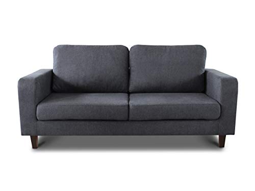 Sofa Kera 3-Sitzer, Couch 3-er, Loungesofa, Couchgarnitur, Sofagarnitur, Holzfüße, Polstersofa mit Federkern (Dunkelgrau (Cosmic 97))