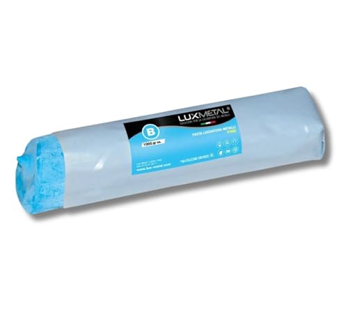 Lux Metal - Polierpaste Blau 1000 g Fein Mittel Schleifpaste Für spiegelnden Glanz Auf Edelstahl, Aluminium, Eisen, Messing, Chrom, Holz, Marmor und Weitere Metall - Perfekt Zum Polieren von Messern