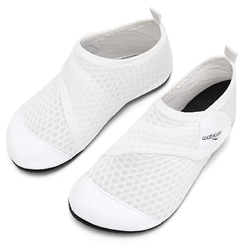 Kinder Badeschuhe Wasserschuhe Strandschuhe Mädchen Junge Schwimmschuhe Barfußschuhe rutschfeste Surfschuhe Sportschuhe Kleinkind Schwimmbad(224.weiß,22/23 EU)