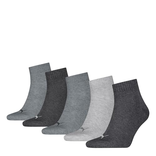 PUMA Unisex Plain Quarter, Anthraci/l Mel Grey/m Mel Grey-New, 43/46 (5er Pack)
