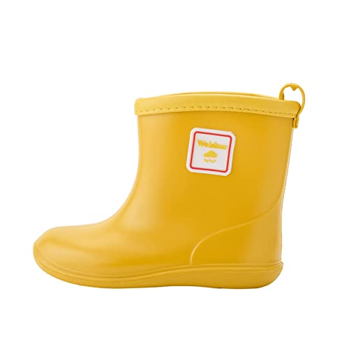 Weishuo Gummistiefel Kinder Wasserdichte Stiefel Regenschuhe für Kleinkinder Jungen Mädchen 1-8 Jahre，Herstellergröße 13, EU-Größe 20/21, Gelb