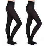 BBXWANG 2 Paare Strumpfhose Schwarz 100 Den Blickdichte Strumpfhose Weich Tights Damen Thermo Strumpfhose Winter (DE/NL/SE/PL, Alphanumerisch, M, Regular, Regular, Schwarz)