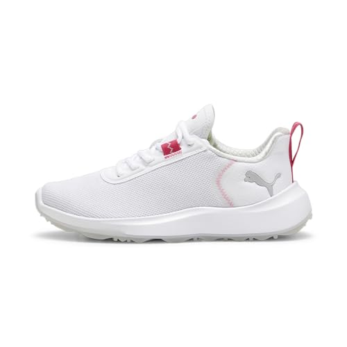 PUMA Fusion Crush Sport JR Golf Shoe, White-Garnet Rose, 36 EU