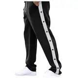 Trainingshose Damen Sporthose Mit Seitlicher Knopfleiste Hosen Unisex Sweatshose Streifen Sweatpants Gummibund Jogginghose Mit Taschen Yoga Hose Loose Basketball Trainingshose