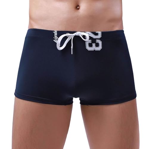 Herren Badeslip Shorts Große Größe Lose Schwimmen U Badehosen Größen(Blau,XL)
