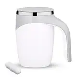 KIPIDA Selbstrührender Becher, 380ML Selbstrührende Tasse Edelstahl Elektrische Self Stirring Mug Automatische Magnetische Rührbecher Kaffeetasse Magnetrührer für Kaffee, Milch, Heiße Schokolade, Tee