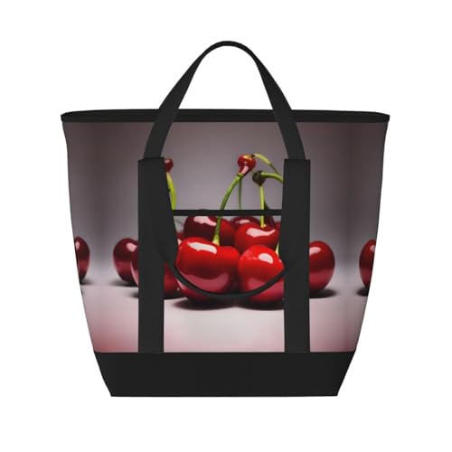 XZDLXJ Chilenische Kirschen Isolierte Schultertasche und Tragetasche für warme und kalte Speisen, Schwarz, Einheitsgröße