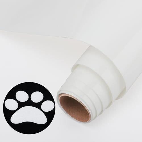 NANAPLUMS Plotterfolie Textil, Neuer 3D-Puff-Vinyl-30,5 x 100 cm Puff HTV Vinylrolle für T-Shirts, 3D-Puff-Hitzetransfer-Vinyl, Einfach zu schneiden, zu entgittern und zu übertragen, Weiß
