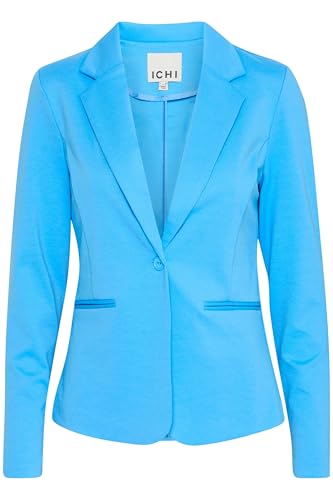 ICHI IHKATE Damen Blazer Jackenblazer Anzugsjacke mit 1-Knopf-Form Stretch Reverskragen Paspeltaschen Slim fit, Größe:S, Farbe:Azure Blue (174139)