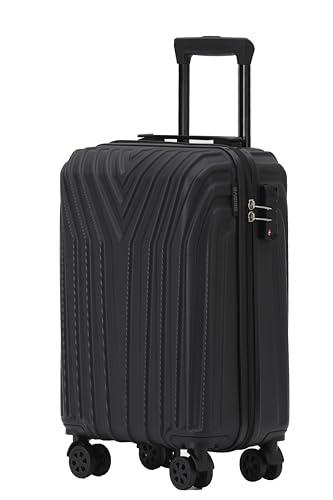 BEIBYE Kofferset Rollkoffer Koffer Hartschale,TSA Schloß, Zwillingsrollen, Erweiterung (Schwarz, 55 cm)
