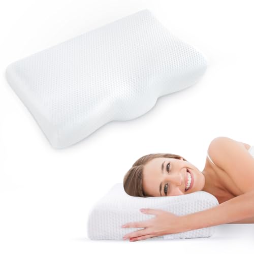 Ausnook Höheneinstellbares Memory Foam Kissen Kopfkissen, Nackenkissen Kopfkissen,Ergonomisches Seitenschläferkissen für Optimale Unterstützung in Allen Schlafpositionen (Weiß)