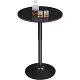 Yaheetech Runder Bartisch Stehtisch, Bistrotisch 360° Drehbar, Höhenverstellbar 69,5–91 cm, Ø 60cm Partytisch aus Metall für Zuhause/Klub/Pub, Full Schwarz