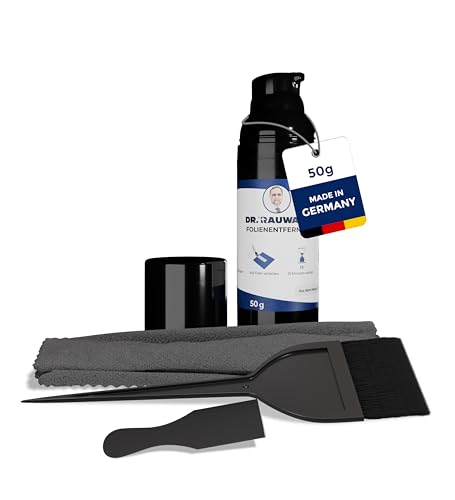 Charlott Dr. Rauwald Folienentferner-Set [4-teilig] – Schnelle Entfernung von Folien, Aufklebern & Kleberesten – Für Auto, Fahrzeugbeschriftungen, Tönungsfolien & Stickerreste – Made in Germany