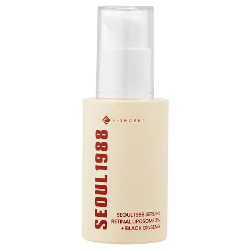 KSECRET SEOUL 1988 Serum : Retinal Liposome 2% + Black Ginseng, 30ml/1.01fl.oz | 58% Black Ginseng Extract | Retinal serum, Bakuchiol, Vitamin C & 3 Peptides for Wrinkle Care | Korean Skincare |